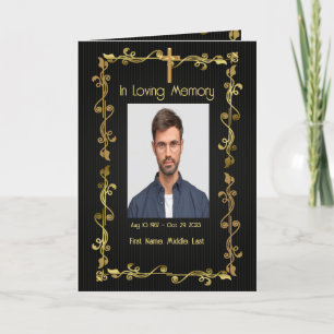 Funeral Program Christian Elegant Gold Black Programme