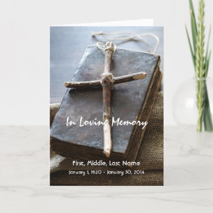 Funeral Program Custom Bible Cross Christian Programme
