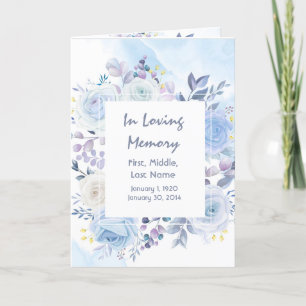 Funeral Program Custom Blue Flowers Programme