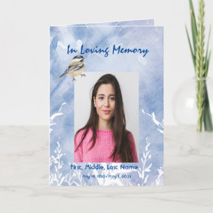 Funeral Program Custom Chickadee Blue winter Programme