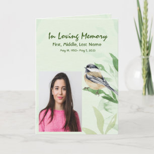 Funeral Program Custom Foliage Chickadee Bird Programme