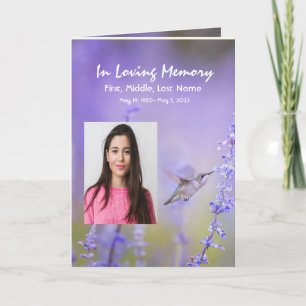 Funeral Program Custom Hummingbird Lavender Flower Programme