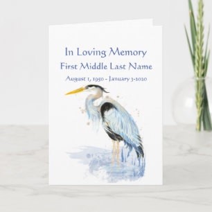 Funeral Program Custom Watercolor Great Blue Heron Programme