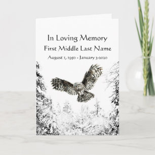 Funeral Program Custom Watercolor Owl Bird Programme