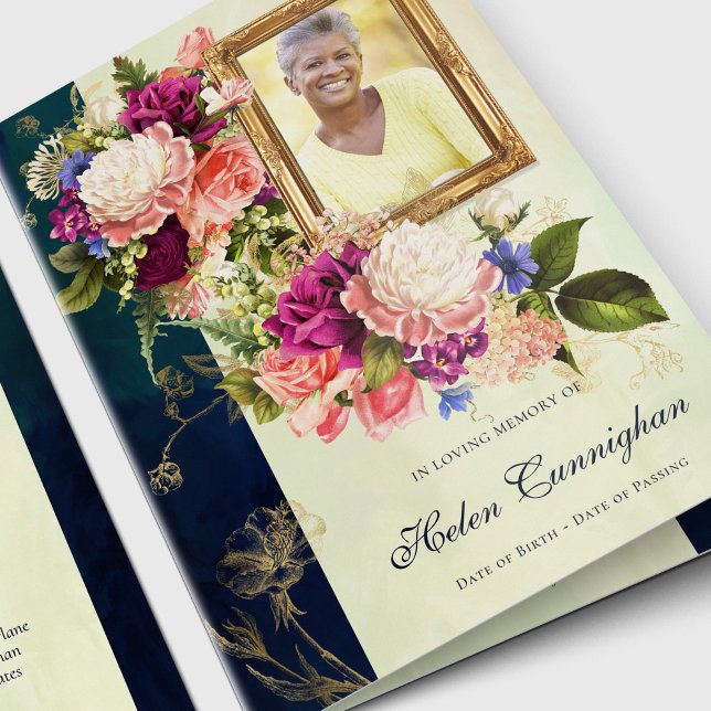 Funeral Program Floral | Funeral Order Service Card (Vintage Flowers Funeral Program | Funeral Order of Service)