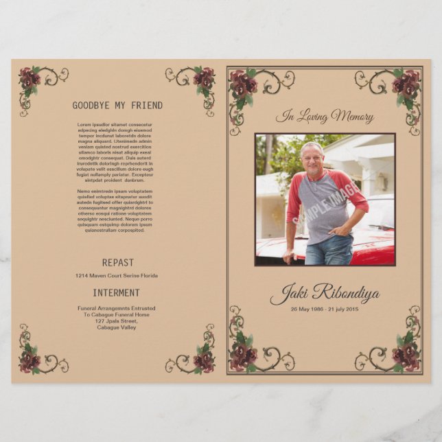 Funeral Program Flyer Template (Front)