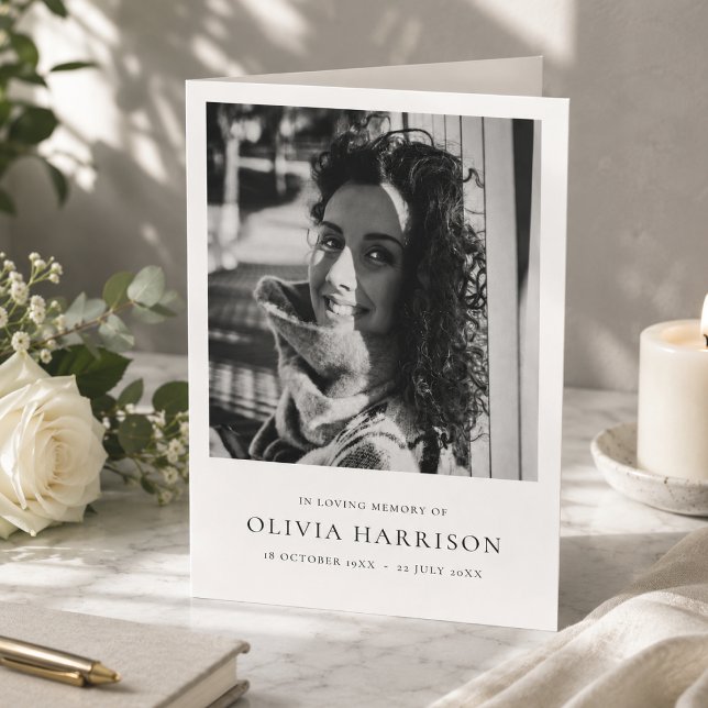 Funeral Program | Folded Memorial Order of Service Programme (Personalized folded funeral program with photo for memorial and celebration of life services.)