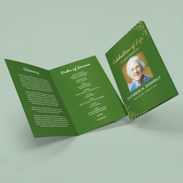 Funeral Program | Green Gold Order of Service Programme (Creator Uploaded)