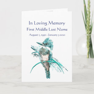 Funeral Program Kingfisher Watercolor Bird Programme