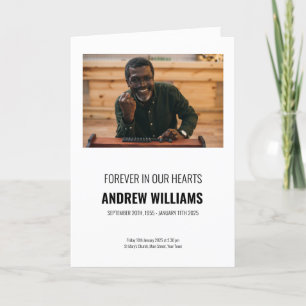 Funeral Program Order of Service Black & White Thank You Card