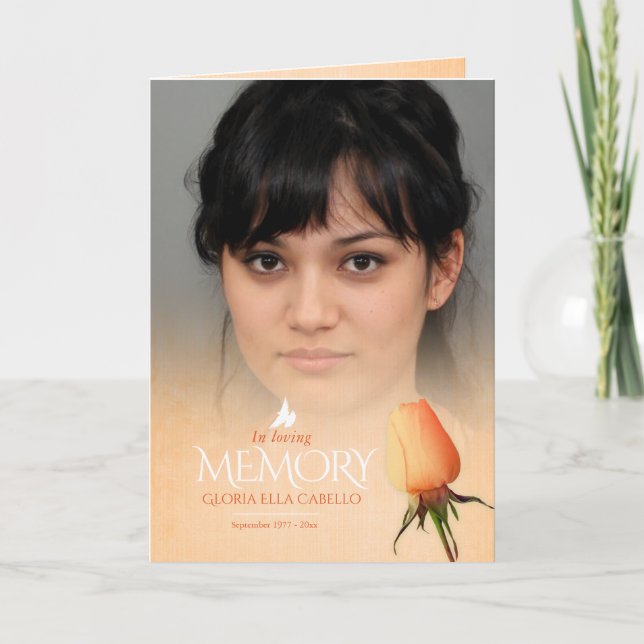 Funeral program order of service orange rose programme (Front)