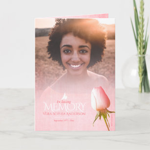 Funeral program order of service pink rose programme