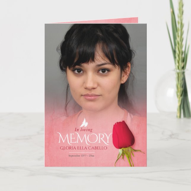 Funeral program order of service red rose programme (Front)