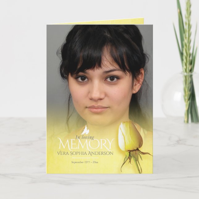 Funeral program order of service yellow rose programme (Front)