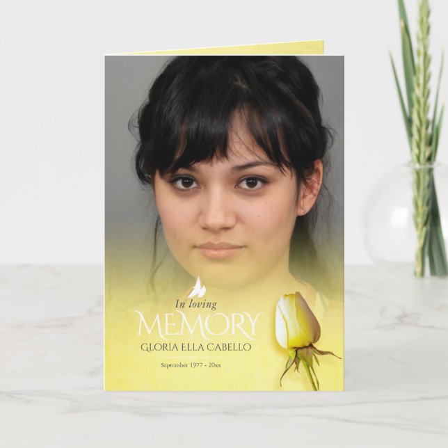 Funeral program order of service yellow rose programme (Front)