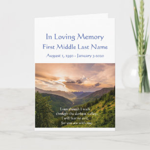 Funeral Program Psalm 23 Walk through Valley Programme