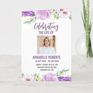 Funeral Program - Purple and Pink Flowers Design Programme