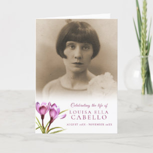 Funeral program purple crocus watercolor photos programme