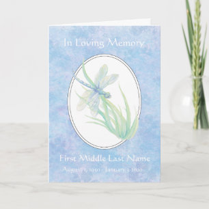 Funeral Program Soft Blue Watercolor Dragonfly Programme