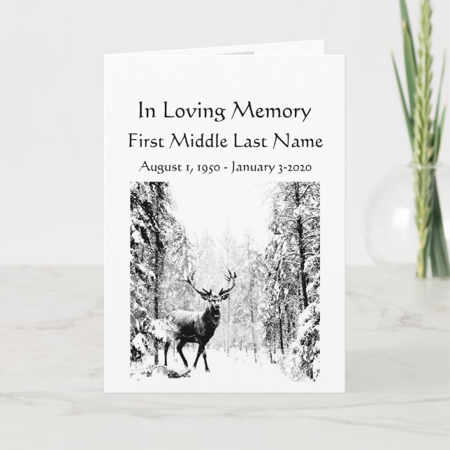 Funeral Program Stag Deer in Forest Programme (Front)