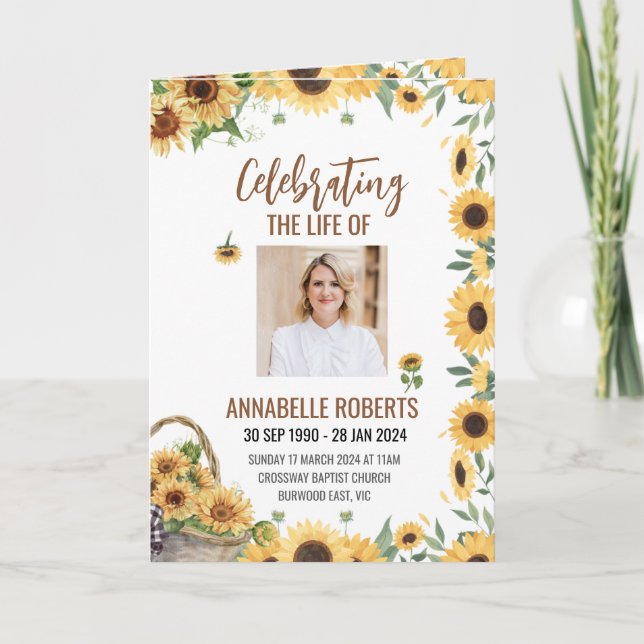 Funeral Program - Sunflowers Design Programme (Front)