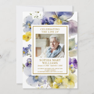 Funeral Purple Blue & Yellow Memorial Program Invitation