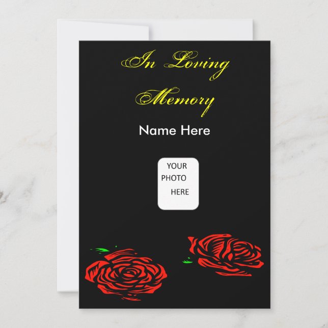 Funeral Red Rose Invitation Card (Front)