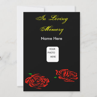 Funeral Red Rose Invitation Card