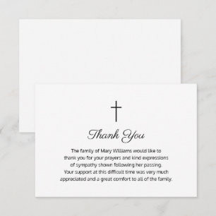 Funeral Religious Memorial Cross Thank You Card