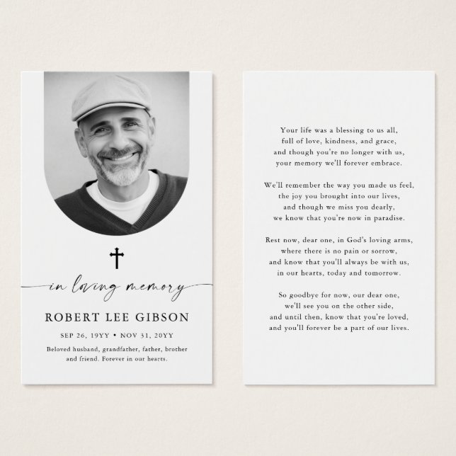 Funeral Remembrance Photo Memorial Prayer Card (Front & Back)