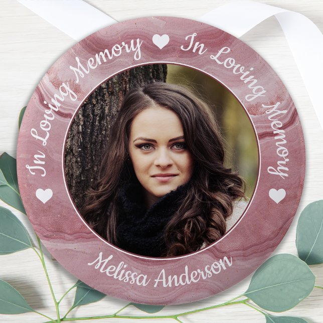 Funeral Rose Quartz Loving Memory Photo Memorial 7.5 Cm Round Badge (Creator Uploaded)