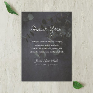 Funeral Rustic Eucalyptus Thank You Note Card