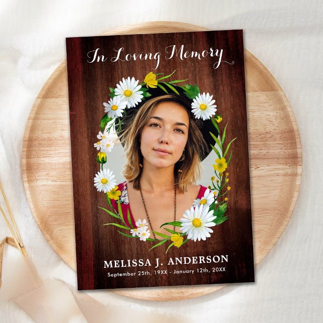 Funeral Rustic Floral Sympathy Photo Memorial  Thank You Card (Creator Uploaded)