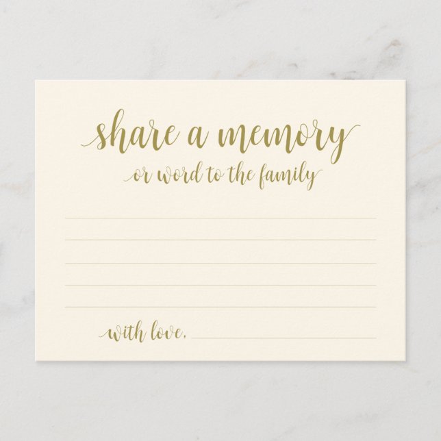 Funeral Service, classic gold, Share a memory Card (Front)