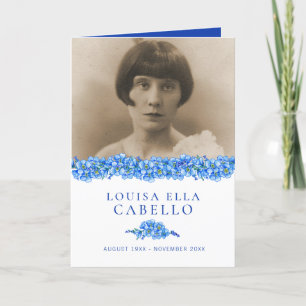 Funeral service program blue forget-me-not flowers programme