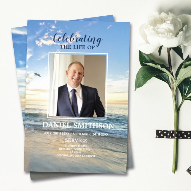 Funeral Service Program Celebration of Life Beach Flyer (Creator Uploaded)