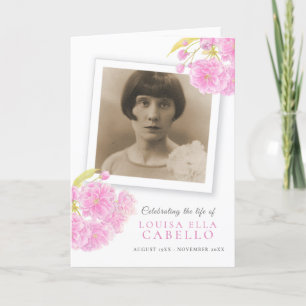 Funeral service program pink blossom photos programme