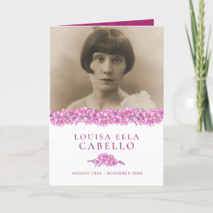 Funeral service program pink forget-me-not flowers programme