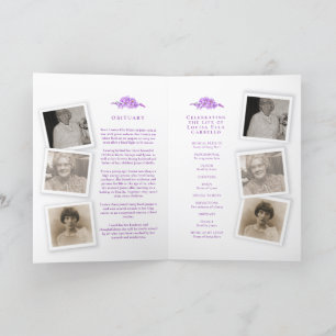 Funeral service program purple forget-me-not photo programme