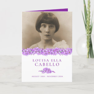 Funeral service program purple forget-me-nots programme