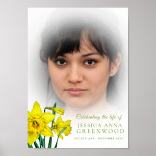 Funeral service program spring daffodils photo poster