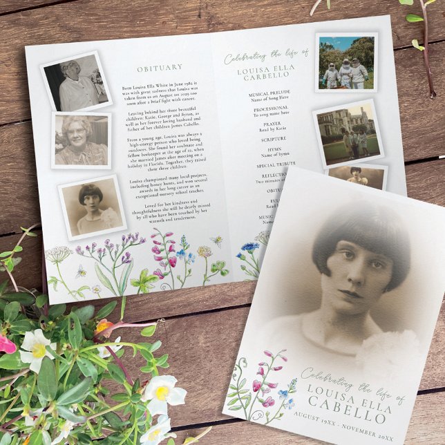 Funeral service program wildflower bees photos programme (Creator Uploaded)