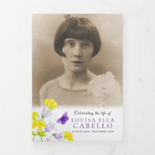 Funeral service program wildflower photo 6pp Tri-Fold programme