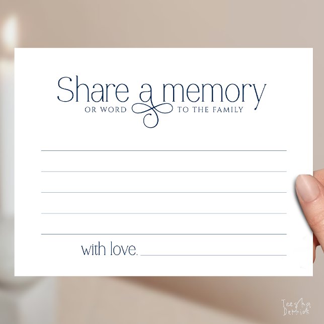 Funeral Service Share a memory Fairy Sympathy Card (Funeral Service Share a memory Fairy love Sympathy Card or word to the family in Navy Blue)