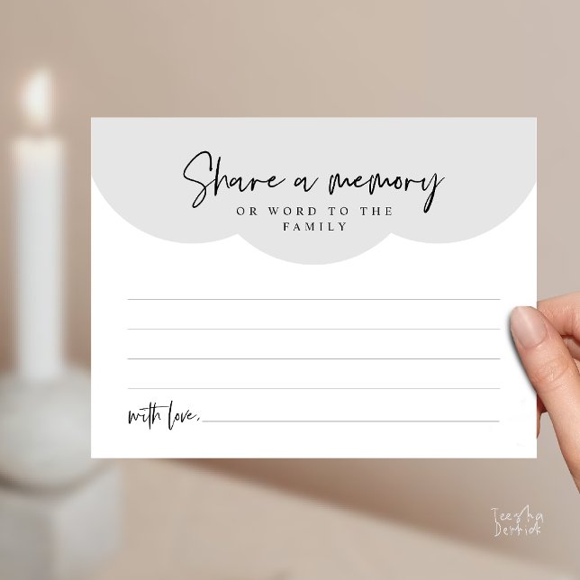 Funeral Service, Share a memory Memorial Card (Funeral Service, Share a memory or words to the family Memorial Card in Black and White)