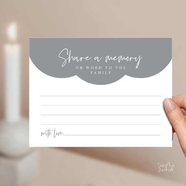 Funeral Service, Share a memory Memorial Card (Funeral Service, Share a memory or words to the family Memorial Card in Dark Grey)