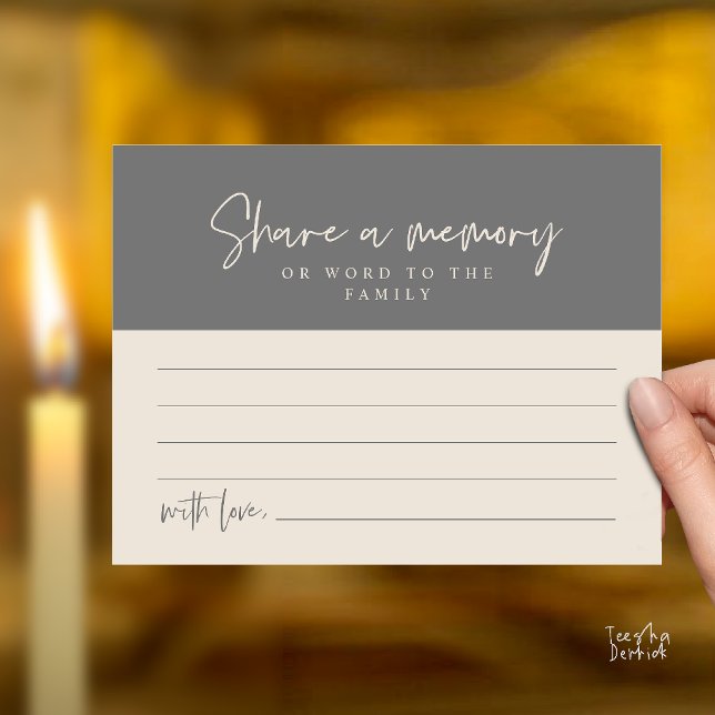 Funeral Service, Share a memory Memorial Card (Funeral Service, Share a memory Memorial Card in Cream Grey)