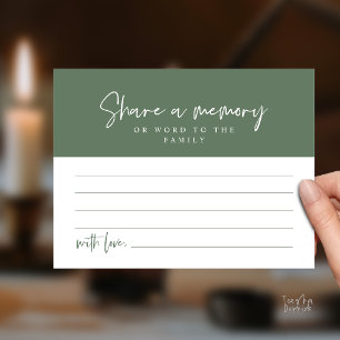 Funeral Service, Share a memory Memorial Card