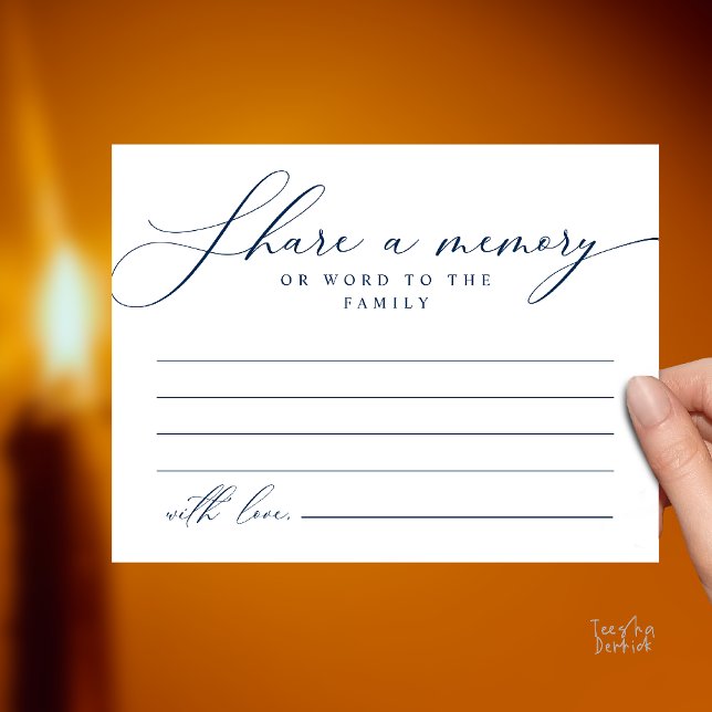 Funeral Service, Share a memory Memorial Card (Funeral Service, Share a memory Memorial Card in Navy Blue)
