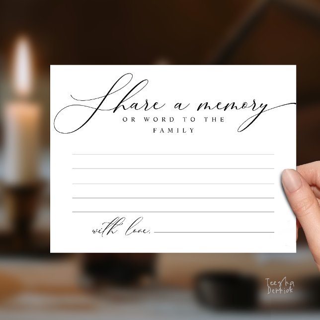 Funeral Service, Share a memory, Sympathy Card (Funeral Service, Share a memory, Sympathy Card, or word to family, Condolence card in Black White)